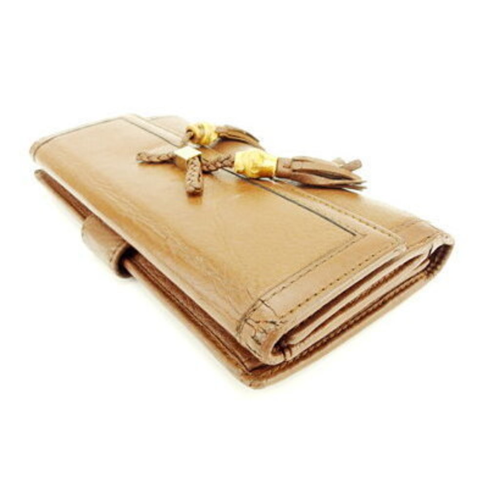 Gucci long Wallet ribbon motif bamboo tassel brown beige leather accessory - Picture 4 of 6